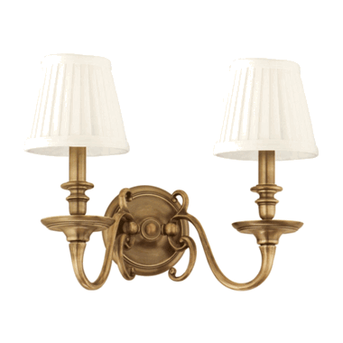 12 1/2 Inch Aged Brass Charleston Two Light Wall Sconce