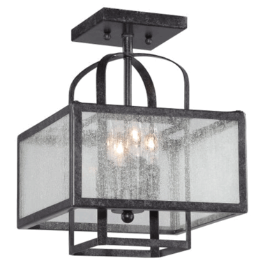 12 1/2 Inch Aged Charcoal Camden Square Semi Flush Light