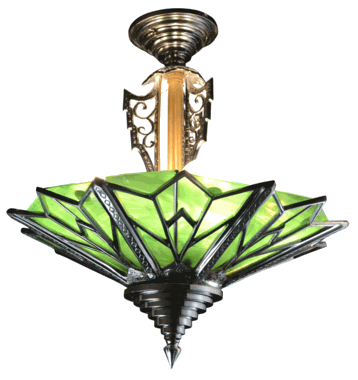 17 Inch Classic Art Deco Close Ceiling Light (Brushed Nickel Finish)