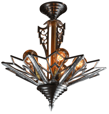 17 Inch Classic Art Deco Close Ceiling Light (Brushed Nickel Finish)