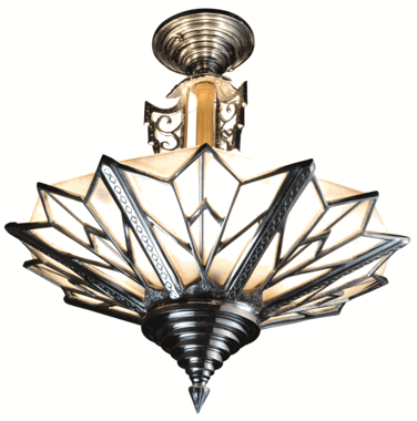 17 Inch Classic Art Deco Close Ceiling Light (Polished Chrome Finish)