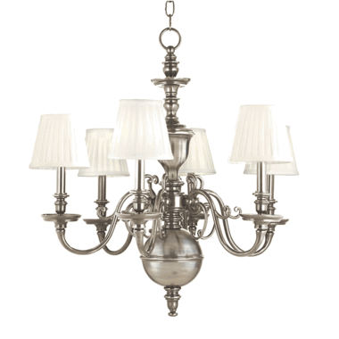 Hudson Valley 32 Inch Historic Nickel Charleston Six Light Chandelier