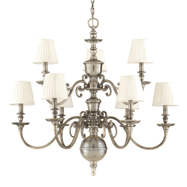 Hudson Valley 38 Inch Historic Nickel Charleston Nine Light Chandelier