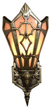 Art Deco Slip Shade Amber Wall Sconce (Antique Brass Finish)