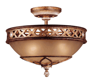 13 1/4 Inch Avorio Mezzo Glass Aston Court Bronze Semi Flush