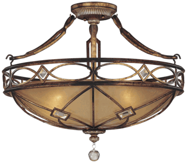 20 3/4 Inch Avorio Mezzo Glass Aston Court Bronze Semi Flush Light