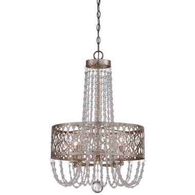 Metropolitan 27 Inch Florentine Silver Lucero Four Light Chandelier
