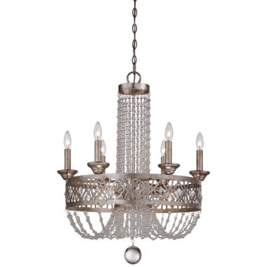 Metropolitan 28 1/2 Inch Florentine Silver Lucero Nine Light Chandelier