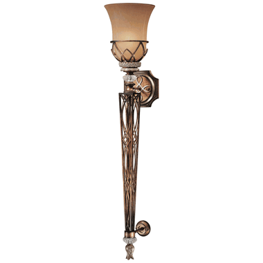 36 Inch Avorio Mezzo Glass Aston Court Bronze Pin-Up Wall Sconce