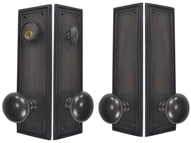 Traditional Square Double-Door Deadbolt Entryway Set (Oil Rubbed Bronze Finish)